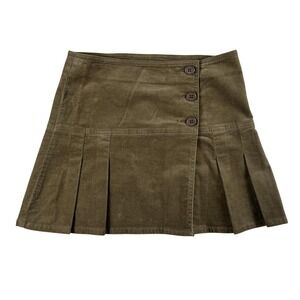 Kaity Skirt Womens Small Corduroy Pleated Micro Mini Button Front Stretch Y2K